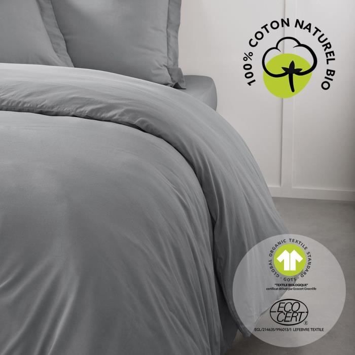 Housse de couette - TODAY - 240 x 260 cm - Coton - Organic Acier