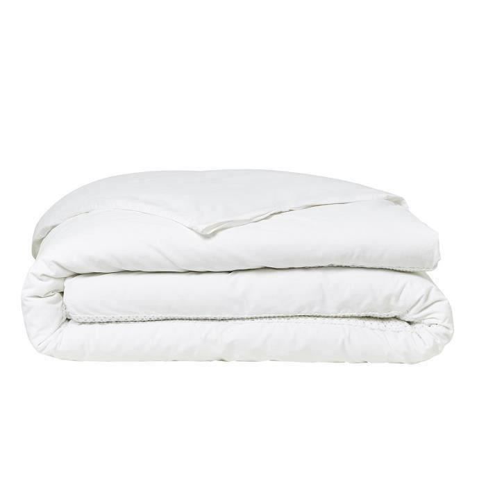 Parrure de lit TODAY Prestige - 240 x 260 cm - 2 personnes - 100% Percale finition macramé - Craie