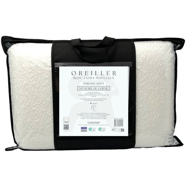 Oreiller mémoire de forme - TOISON D'OR - Paresse Soft - Confort extra souple - 40x60cm - Blanc