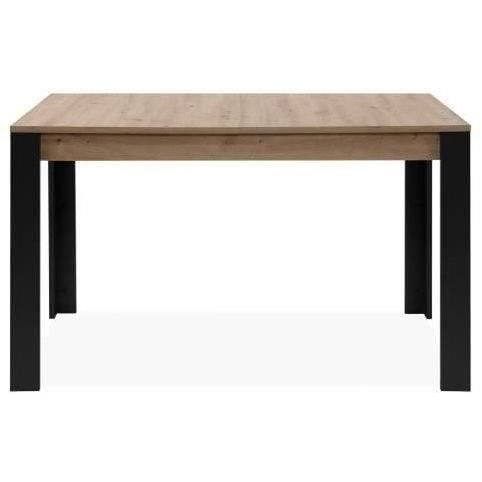 Table extensible - TOLOSA 80A - Décor chene artisan / Noir - Rectangulaire - 6 / 8 personnes - 100-150 x 75 x 80 cm