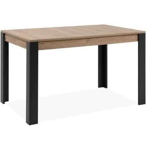 Table extensible - TOLOSA 80A - Décor chene artisan / Noir - Rectangulaire - 6 / 8 personnes - 100-150 x 75 x 80 cm