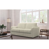Canapé convertible express - 3 places - TOM - Velours côtelé beige - 185 x 100 x 87 cm
