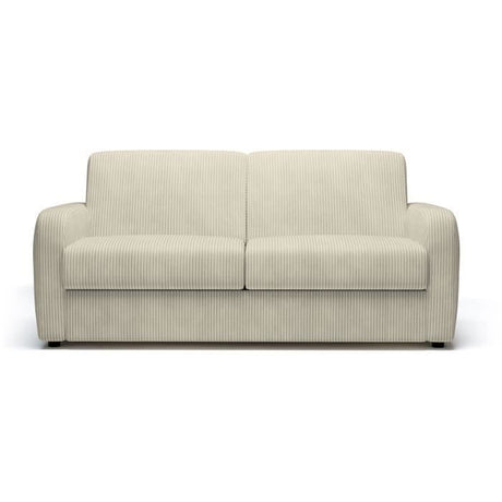 Canapé convertible express - 3 places - TOM - Velours côtelé beige - 185 x 100 x 87 cm