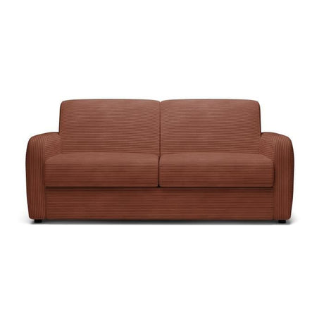 Canapé convertible express - 3 places - TOM - Velours côtelé terracotta - 185 x 100 x 87 cm