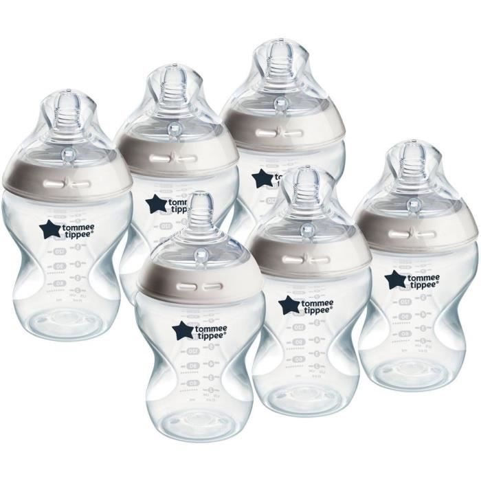 Tommee Tippee - Biberons Anti-colique Natural Start - 260 ml - Tétine imitant le sein pour une prise en bouche naturelle - Lot de 6