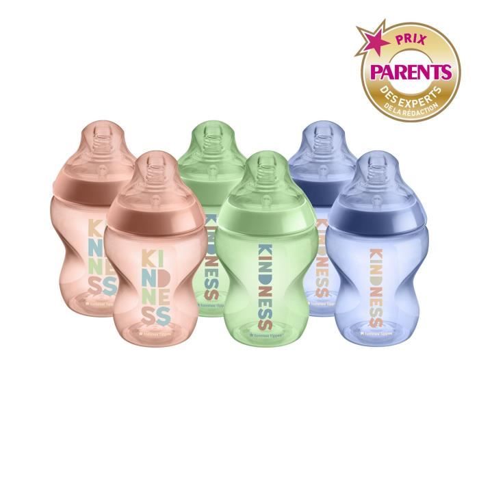 TOMMEE TIPPEE - Lot de 6 biberons Closer to Nature - 260ml - Multicolore