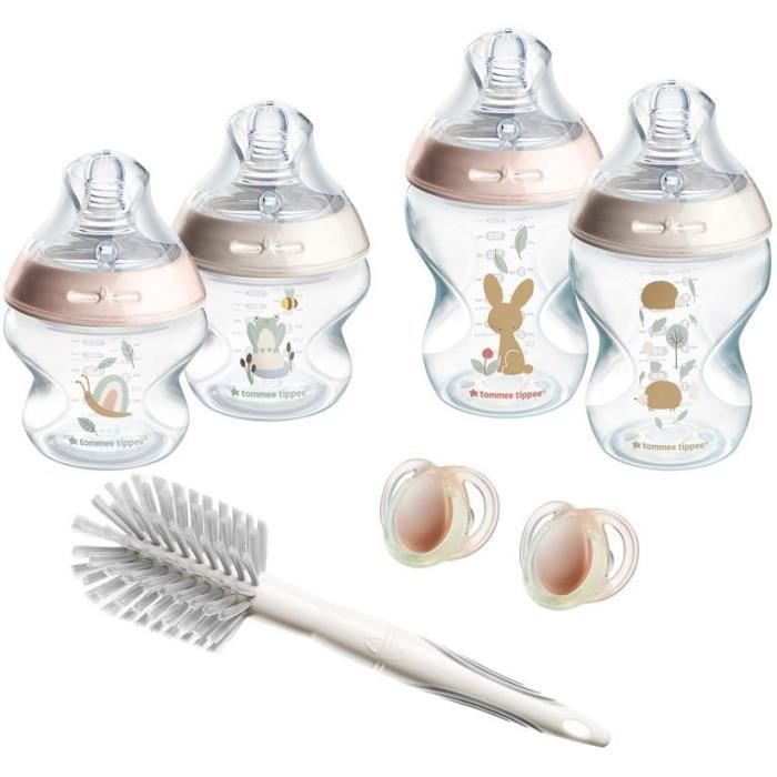 Tommee Tippee - Biberons Coffret Naissance Natural Start, Anti-Colique, Auto-stérilisant, Rose