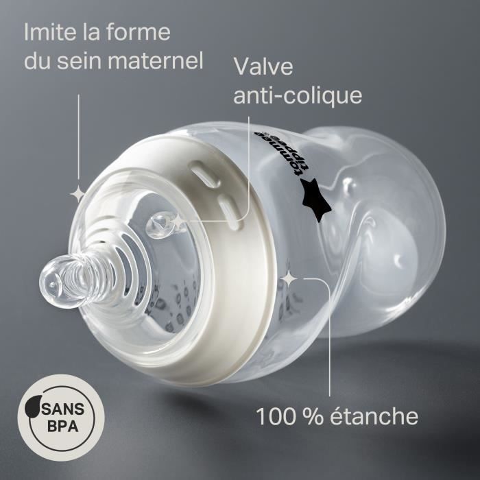 Tommee Tippee - Biberons Coffret Naissance Natural Start, Anti-Colique, Auto-stérilisant, Rose