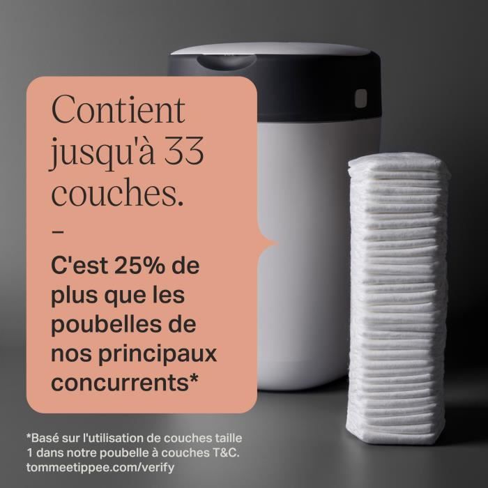 Tommee Tippee - Poubelles a couches - Twist & Click - Anti-Odeurs Anti-Germes - 1 cassette - Film multicouche antibactérien - Blanc
