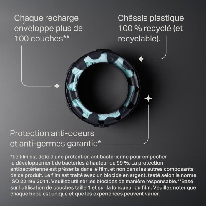 TOMMEE TIPPEE - Recharges pour poubelles a couches - Twist & Click -  Film multicouche antibactérien - Pack de 12