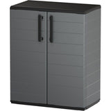 Armoire basse - TOOD - 2 portes + 1 étagere en polypropylene - 68 x 37 x H.84 cm - Gris