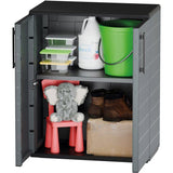 Armoire basse - TOOD - 2 portes + 1 étagere en polypropylene - 68 x 37 x H.84 cm - Gris
