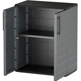 Armoire basse - TOOD - 2 portes + 1 étagere en polypropylene - 68 x 37 x H.84 cm - Gris