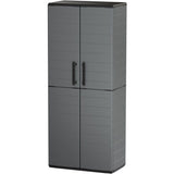 Armoire haute - TOOD - 2 portes + 3 étgageres en polypropylene - 68 x 37 x H.163 cm - Gris