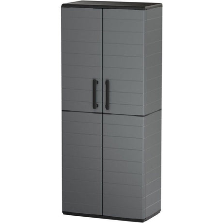 Armoire haute - TOOD - 2 portes + 3 étgageres en polypropylene - 68 x 37 x H.163 cm - Gris