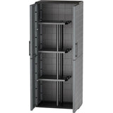 Armoire porte-balai - TOOD - 2 portes + 3 étgageres en polypropylene - 68 x 37 x H.163 cm - Gris
