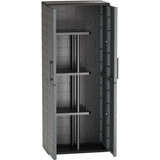 Armoire porte-balai - TOOD - 2 portes + 3 étgageres en polypropylene - 68 x 37 x H.163 cm - Gris