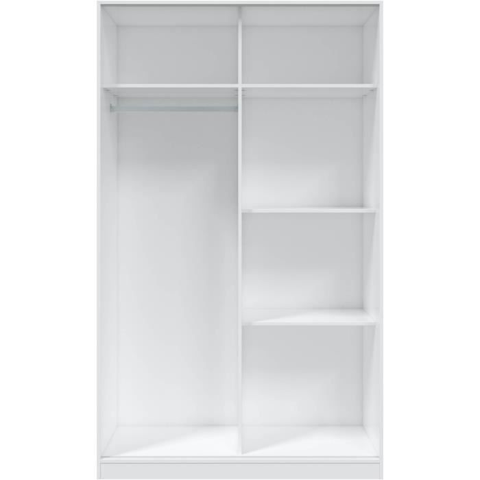 Armoire TOP - Décor blanc artik et chene nodi - 2 Portes coulissantes - H200 x L121 x P50 cm