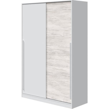 Armoire TOP - Décor blanc artik et chene nodi - 2 Portes coulissantes - H200 x L121 x P50 cm