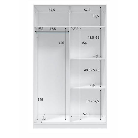 Armoire TOP - Décor blanc artik et chene nodi - 2 Portes coulissantes - H200 x L121 x P50 cm