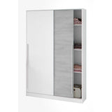 Armoire TOP - DÈcor blanc artik et blanc vehlo - 2 Portes coulissantes - L200 x H120 x P50 cm