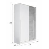 Armoire TOP - DÈcor blanc artik et blanc vehlo - 2 Portes coulissantes - L200 x H120 x P50 cm