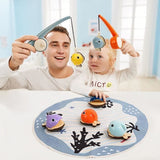 Attrape les Poissons, jeu éducatif, 6 poissons magnétiques, 2 cannes a peche, tapis en tissu, Pour enfant des 2 ans, TOP BRIGHT