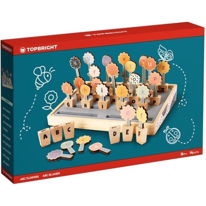 Abc Flowers - TOP BRIGHT - 26 Pots de Fleurs - Lettres Majuscules - Lettres Minuscules - Alphabet