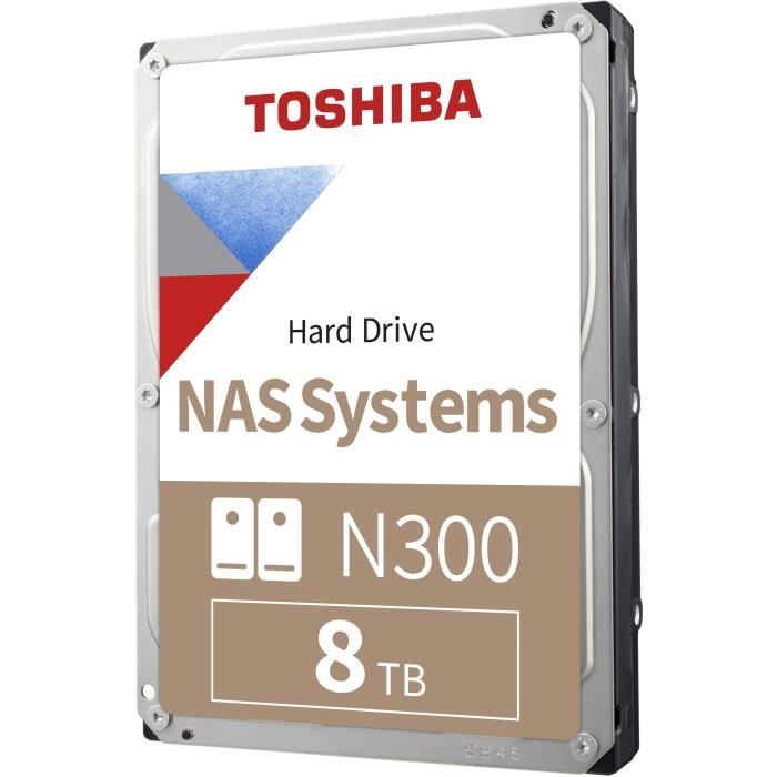 TOSHIBA Disque dur interne 3.5 NAS N300 - Haute fiabilité - 8 To - 7200 tpm - 512 Mo - 24/7 - CMR - RAID