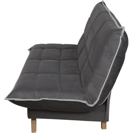Canapé convertible Clic Clac 3 places - Matelas DUNLOPILLO Ep.13 cm - Mousse HR 35 kg/m3 - Tissu Gris - Fabriqué en France