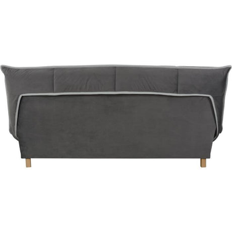 Canapé convertible Clic Clac 3 places - Matelas DUNLOPILLO Ep.13 cm - Mousse HR 35 kg/m3 - Tissu Gris - Fabriqué en France