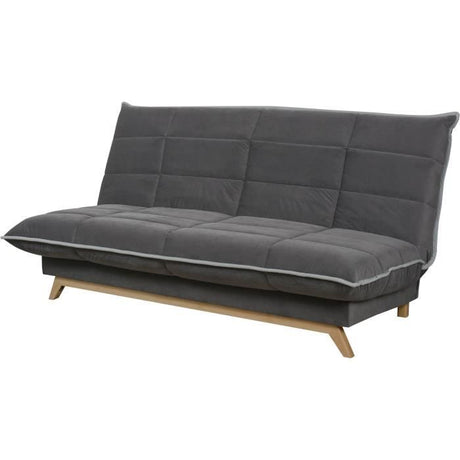 Canapé convertible Clic Clac 3 places - Matelas DUNLOPILLO Ep.13 cm - Mousse HR 35 kg/m3 - Tissu Gris - Fabriqué en France