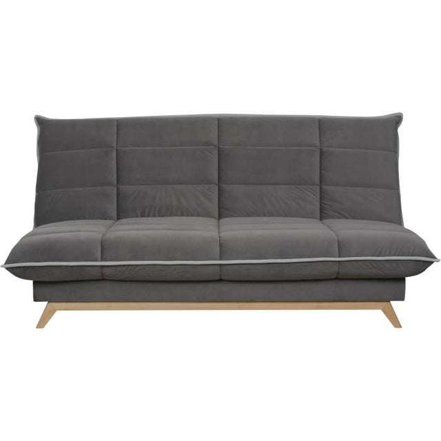 Canapé convertible Clic Clac 3 places - Matelas DUNLOPILLO Ep.13 cm - Mousse HR 35 kg/m3 - Tissu Gris - Fabriqué en France
