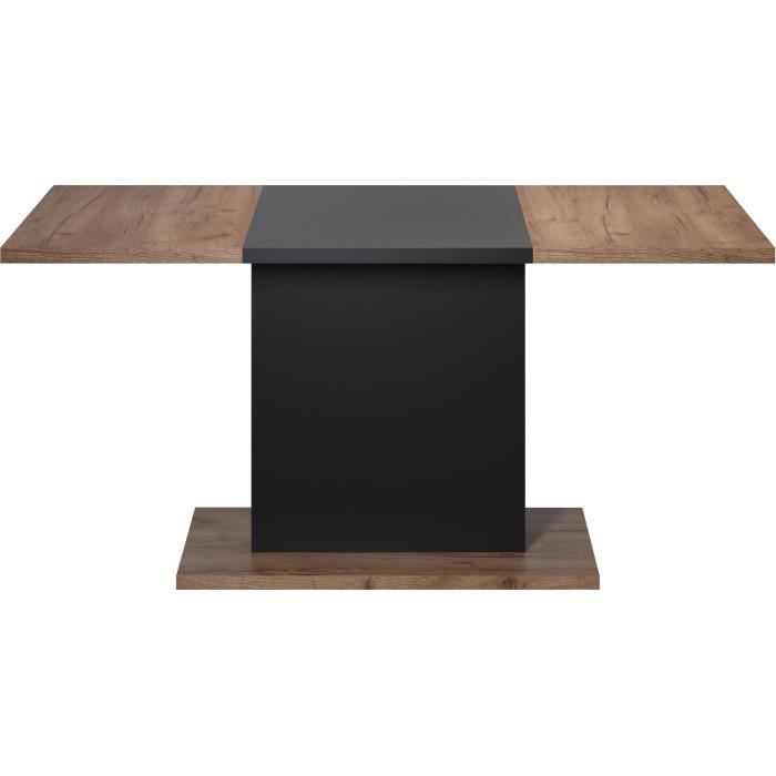 Table a manger KENDO 6 personnes - MÈlamine chene ambrÈ et noir mat - L160 x P80 x H76 cm - TRENDTEAM