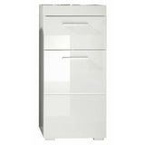 Meuble de salle de bain Rangement bas - 1 porte & 1 tiroir - Blanc - L 37 x P 31 x H 79 cm - AMANDA