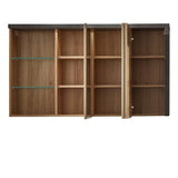 BAY Salle de bain complete : Armoire+colonne+meuble avec vasque+miroirs - MÈlaminÈ chene et bÈton - L186 x P53 x H198 cm -