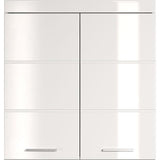 Meuble de salle de bain Rangement haut - 2 portes - Blanc - L 73 x P 23 x H 77 cm - AMANDA