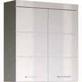 Meuble de salle de bain Rangement haut - 2 portes - Blanc - L 73 x P 23 x H 77 cm - AMANDA
