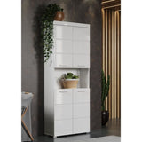 Meuble de salle de bain Colonne double - 4 portes + 1 niche - L73 x P31 x H190 cm - Blanc - AMANDA