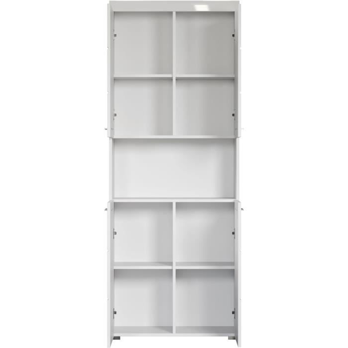 Meuble de salle de bain Colonne double - 4 portes + 1 niche - L73 x P31 x H190 cm - Blanc - AMANDA