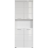 Meuble de salle de bain Colonne double - 4 portes + 1 niche - L73 x P31 x H190 cm - Blanc - AMANDA