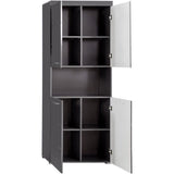 Meuble de salle de bain Colonne double - 4 portes + 1 niche - L73 x P31 x H190 cm - Gris - AMANDA