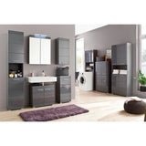 Meuble de salle de bain Colonne double - 4 portes + 1 tiroir - L73 x P31 x H130 cm - Gris - AMANDA
