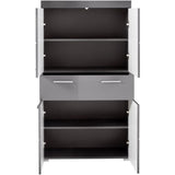 Meuble de salle de bain Colonne double - 4 portes + 1 tiroir - L73 x P31 x H130 cm - Gris - AMANDA