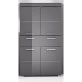 Meuble de salle de bain Colonne double - 4 portes + 1 tiroir - L73 x P31 x H130 cm - Gris - AMANDA