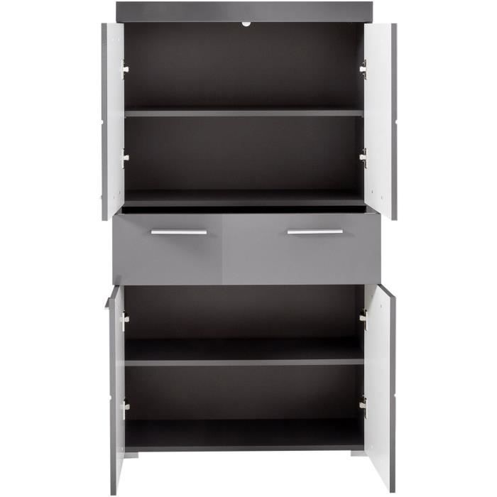 Meuble de salle de bain Colonne double - 4 portes + 1 tiroir - L73 x P31 x H130 cm - Gris - AMANDA