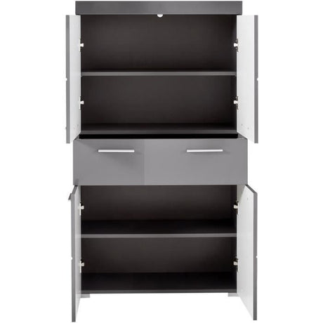 Meuble de salle de bain Colonne double - 4 portes + 1 tiroir - L73 x P31 x H130 cm - Gris - AMANDA