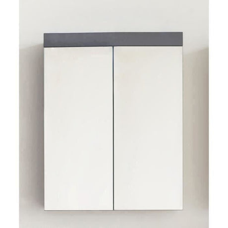 Meuble de salle de bain - Armoire de toilette - Miroir - 2 portes - Gris - L60 x P17 x H77cm - AMANDA