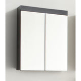 Meuble de salle de bain - Armoire de toilette - Miroir - 2 portes - Gris - L60 x P17 x H77cm - AMANDA