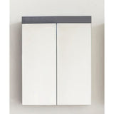 Meuble de salle de bain - Armoire de toilette - Miroir - 2 portes - Gris - L60 x P17 x H77cm - AMANDA
